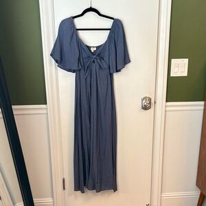 Pinkblush Blue Tie-Front Maxi Dress